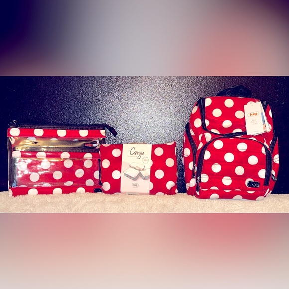 Lug 7 piece Crimson Large Dot Mini Hopper and Mini Rover & accessories bundle - Picture 3 of 4